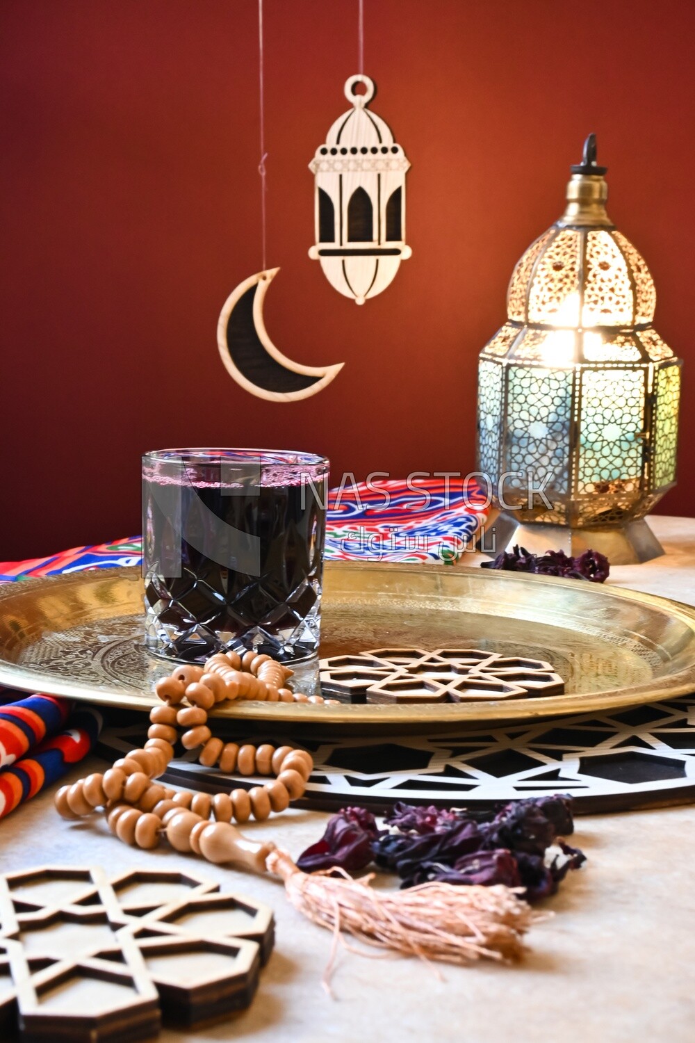 Cup of hibiscus on the table, Ramadan juice, delicious juice