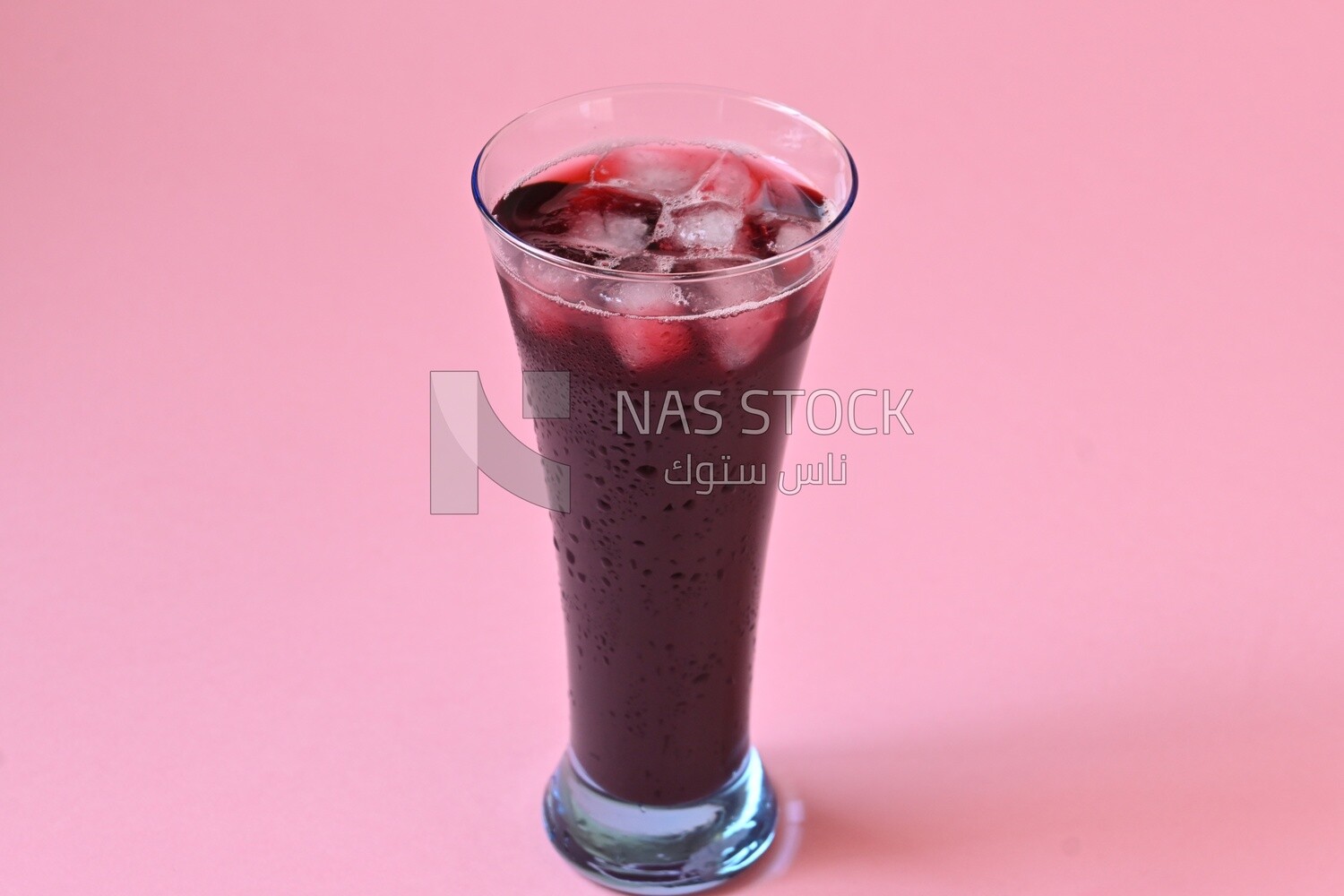 Cup of hibiscus with ice, Ramadan juice, delicious juice, traditional juice