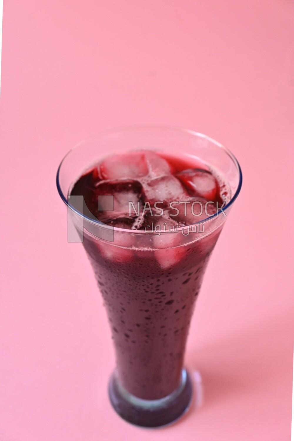 Cup of hibiscus with ice, Ramadan juice, delicious juice, traditional juice