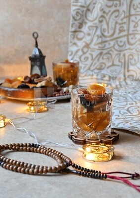Cup of khoshaf, Dried Fruit, and nuts salad, delicious dessert, Ramadan juice, delicious juice, traditional juice