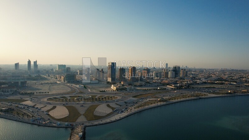 drone footage of the city of Al-Khobar in the eastern region, Al-Khobar Governorate, King Abdul Aziz Port in Al-Khobar in the Kingdom of Saudi Arabia, Dammam Port, Tourism in Saudi Arabia.