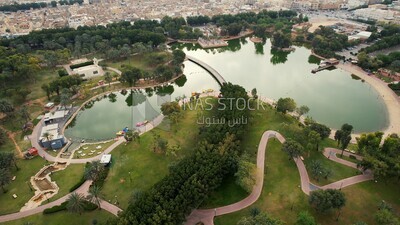 drone footage of Peace Park Lake in Riyadh, Saudi Arabia, tourist attractions in Riyadh, tourism in Saudi Arabia, natural view, famous Riyadh landmarks.