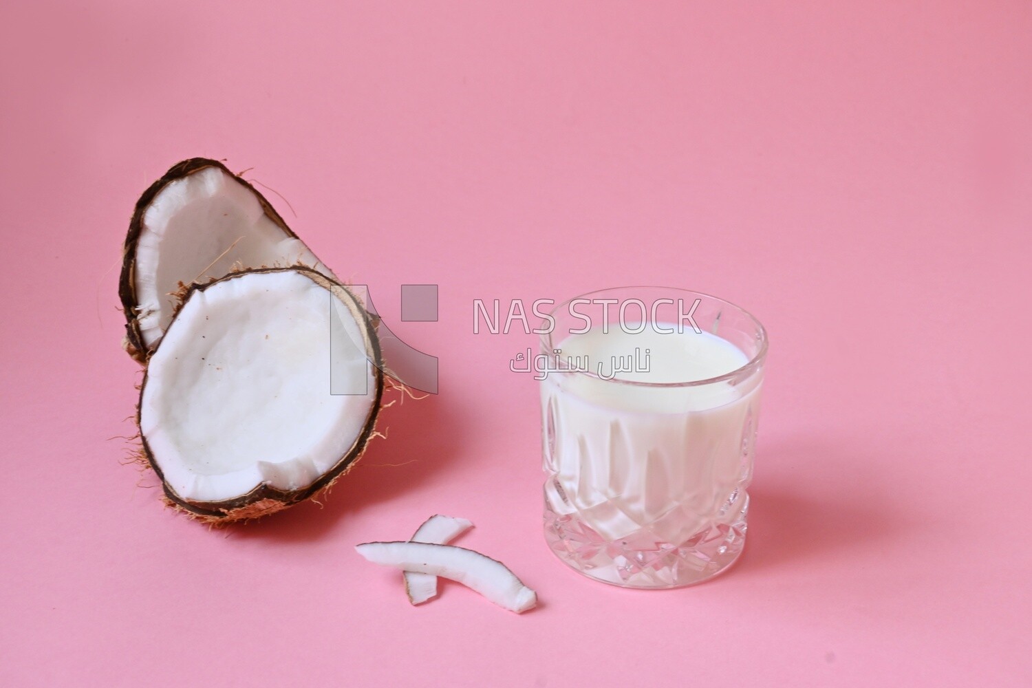 Cup of sobia beside a coconut, delicious dessert, Ramadan juice, delicious juice, traditional juice