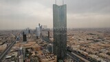 drone footage of Burj Rafal  in the city of Riyadh in the Kingdom of Saudi Arabia, Saudi Arabia, towers and skyscrapers, Riyadh Towers, famous Riyadh landmarks.HD