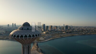 drone footage of the city of Al-Khobar in the eastern region, Al-Khobar Governorate, King Abdul Aziz Port in Al-Khobar in the Kingdom of Saudi Arabia, Dammam Port, Tourism in Saudi Arabia.HD