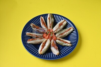 Plate of Pickled eggplant with sauce in it, Egyptian pickles, Arabic restaurants
