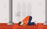 Illustration design of Muslim man praying , how to pray