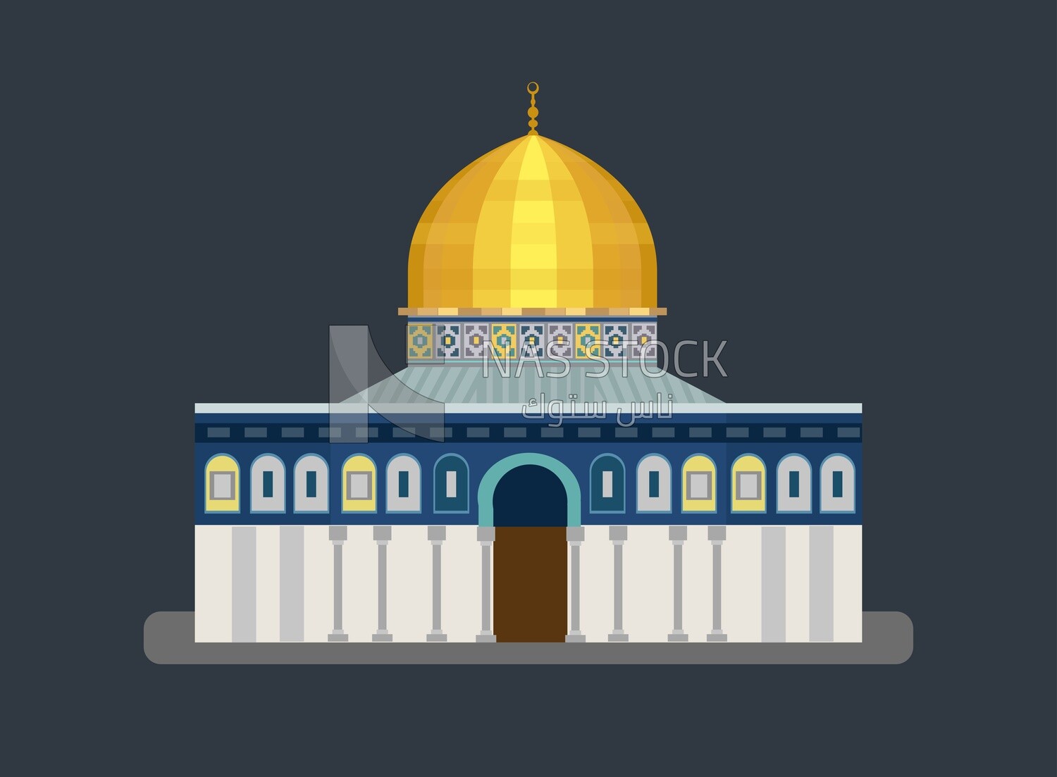 Illustration design of Dome of the Rock in Palestine