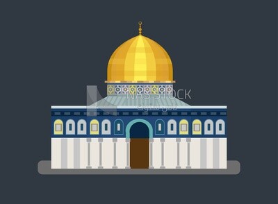 Illustration design of Dome of the Rock in Palestine