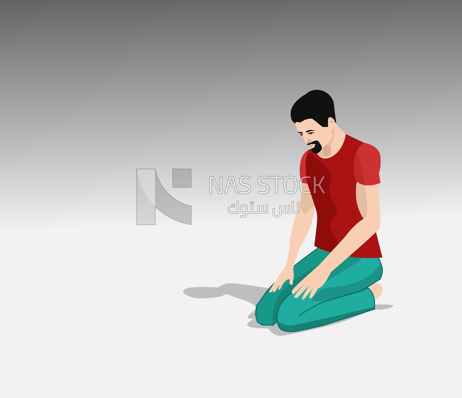 Illustration design of Muslim man praying