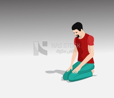 Illustration design of Muslim man praying