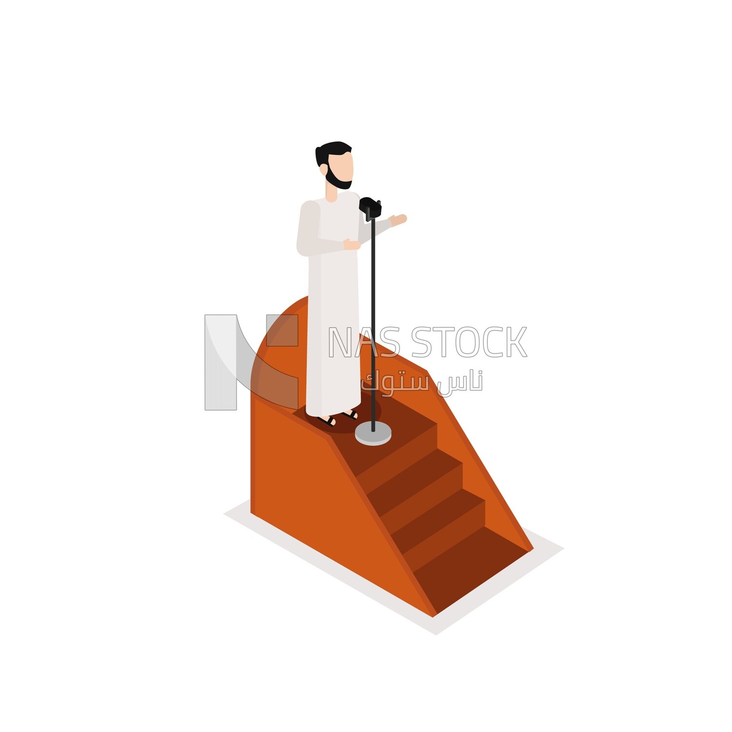 Imam &quot;Sheikh&quot; stands on a pulpit speaking to Muslims in the mosque