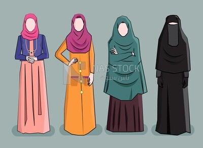 Illustration design of hijab styles
