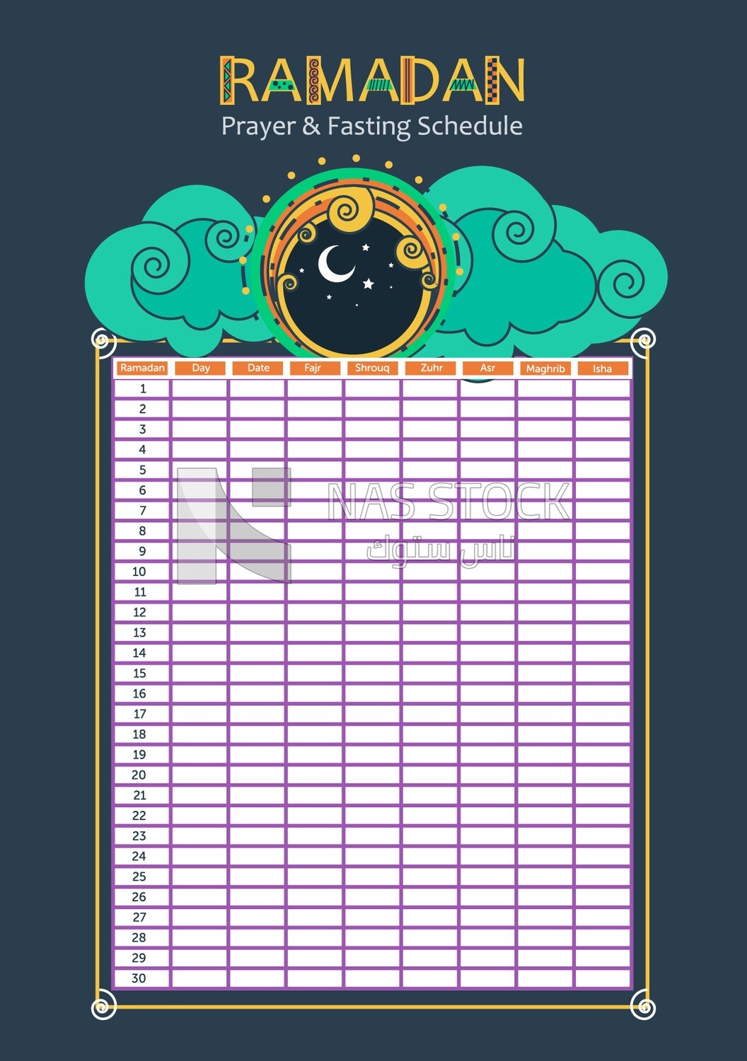 Illustration design of Receiving Ramadan with Ramadan schedule