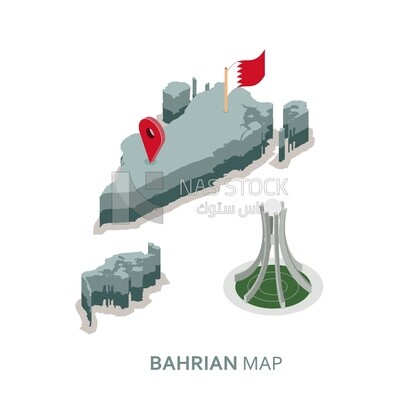 Illustration design of  the map of Bahrain