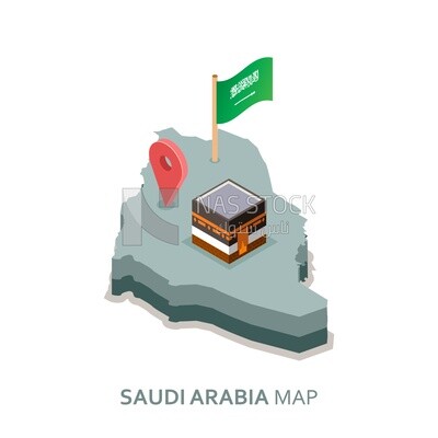 Isometric design of map of Saudi Arabia
