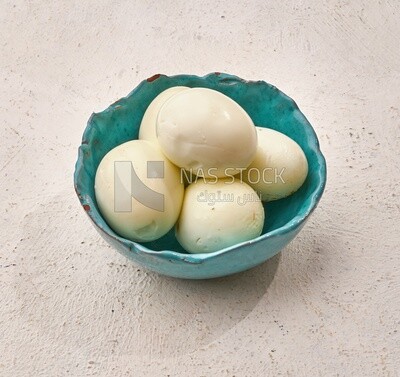 Plate of boiled egg,  Arabic breakfast, arab restaurant,  oriental breakfast