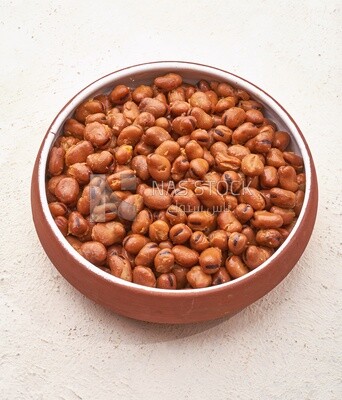 Close-up of oriental breakfast, a dish of foul medames, Arabic breakfast, arab restaurant