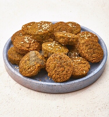 Close-up of falafel tablets, Arabic breakfast, arab restaurant,  oriental breakfast