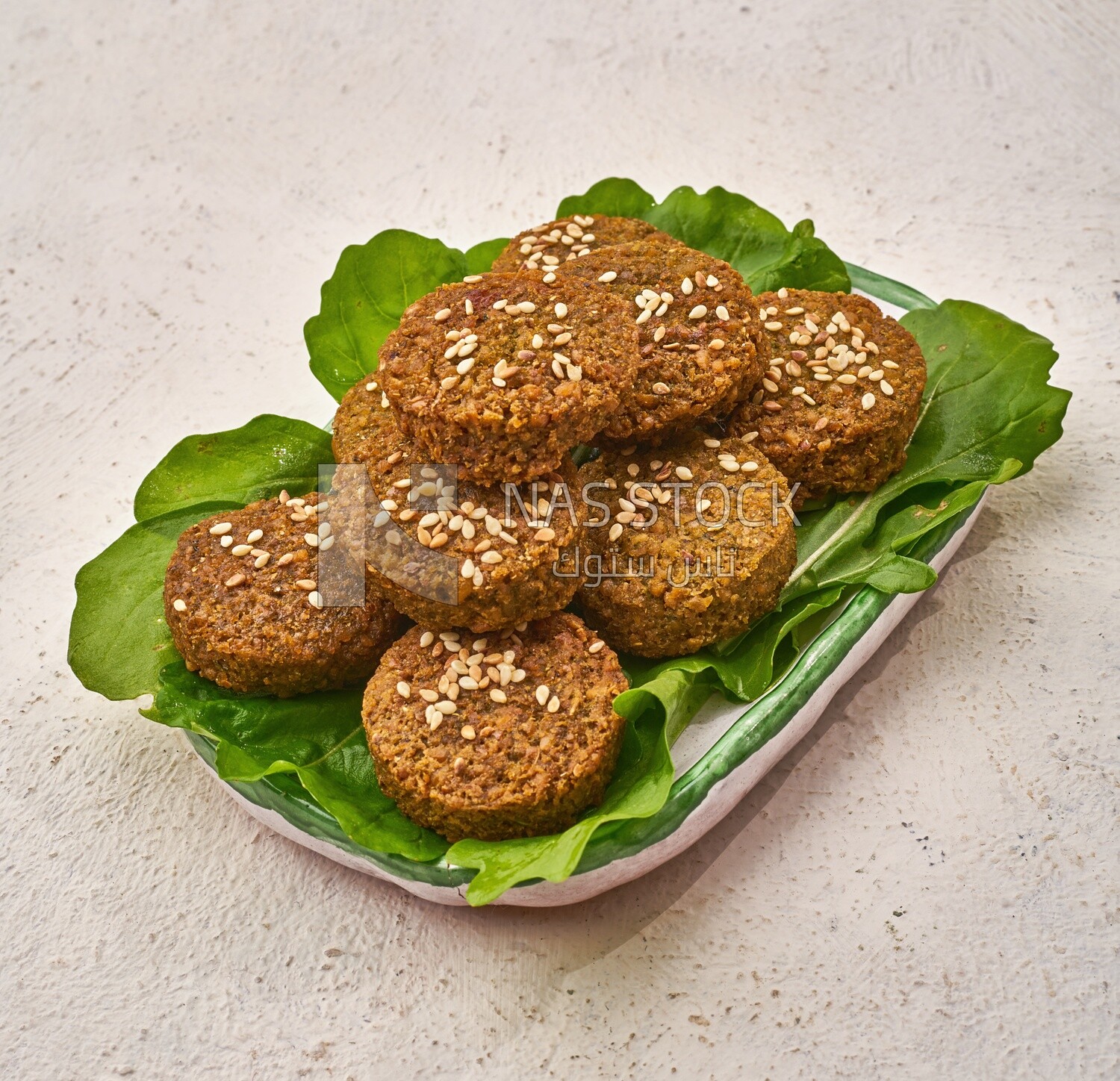 Close-up of falafel tablets, Arabic breakfast, arab restaurant,  oriental breakfast