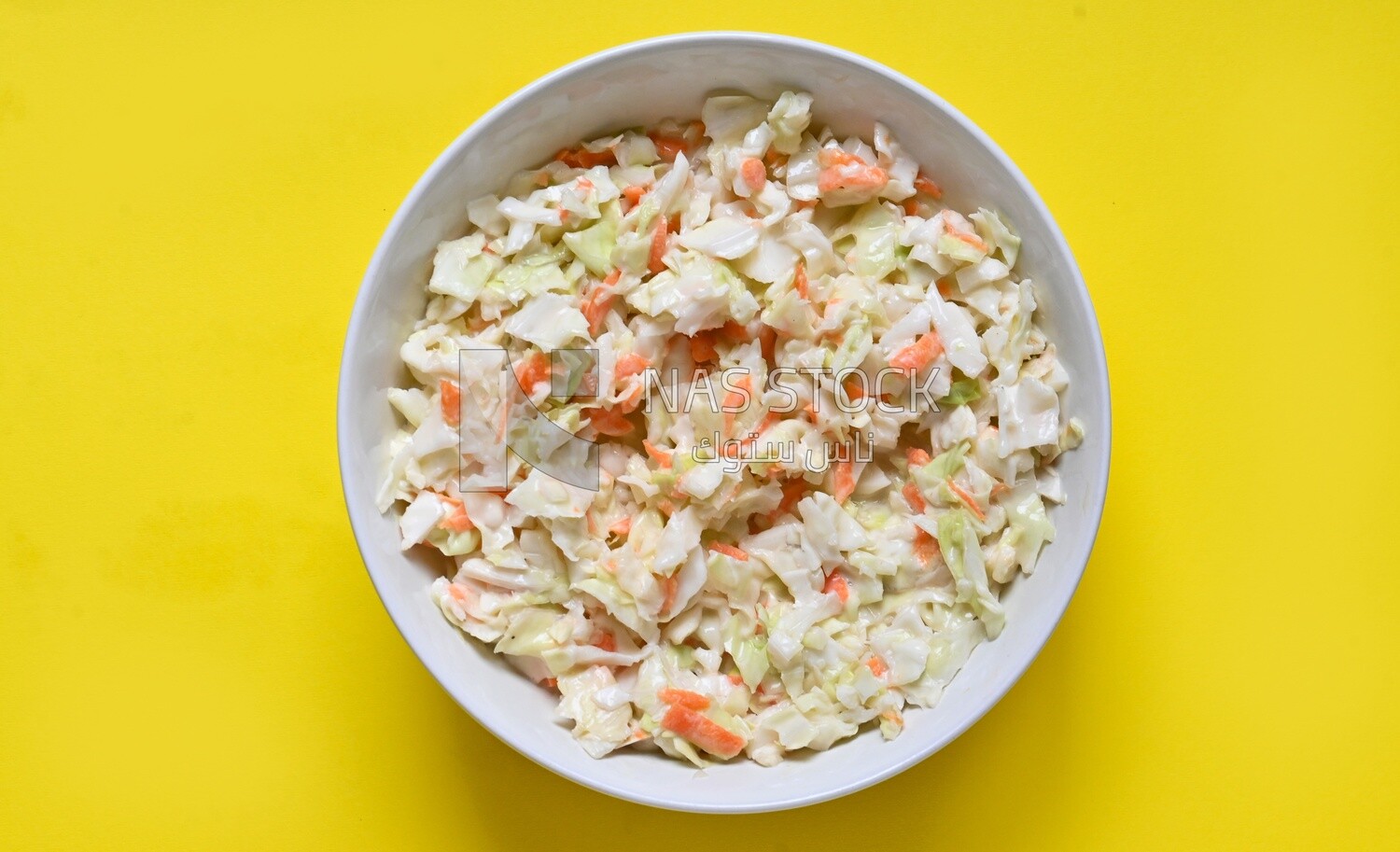Bowl of Coleslaw, cold appetizers, Arabic dishes, oriental foods