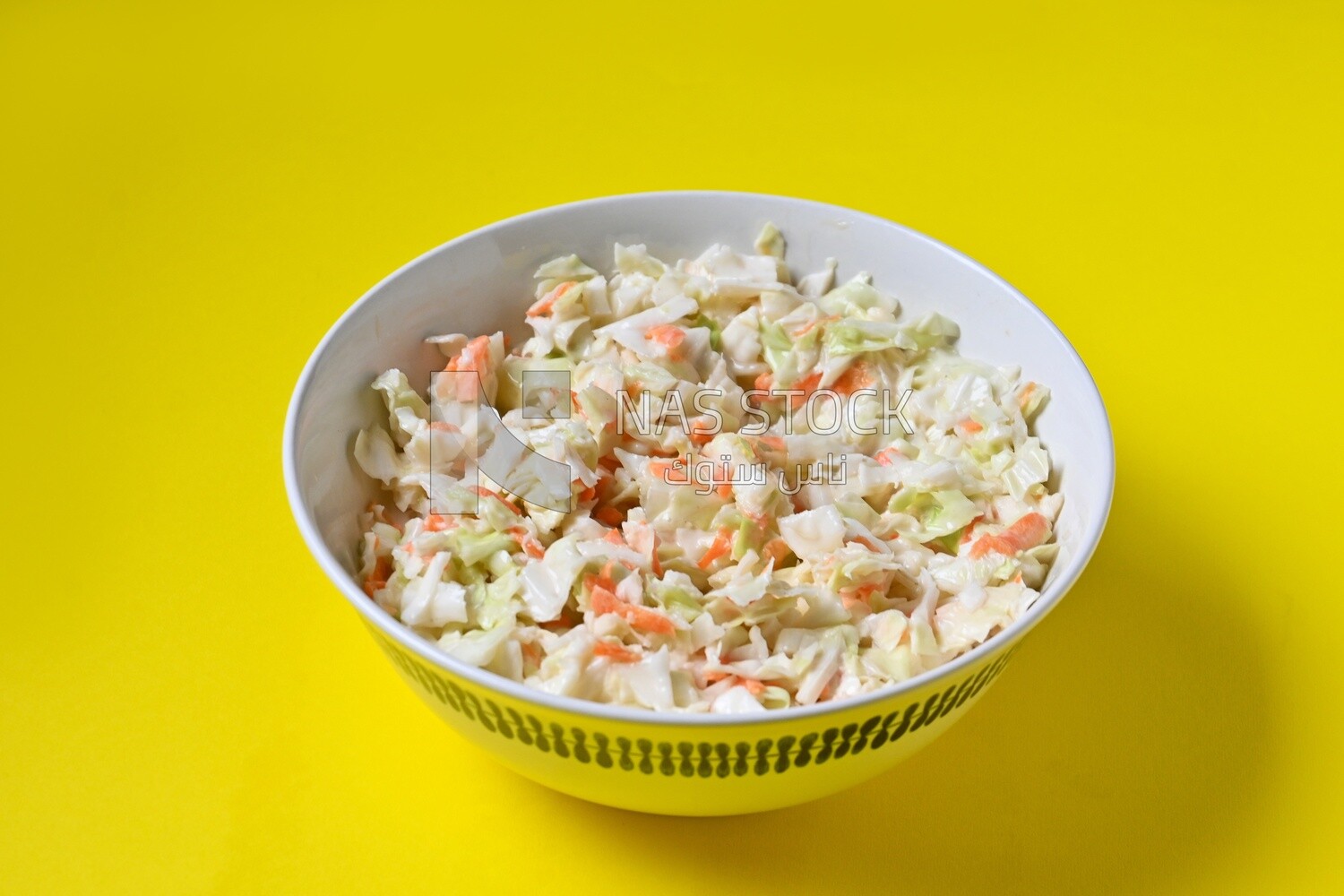 Bowl of Coleslaw, cold appetizers, Arabic dishes, oriental foods