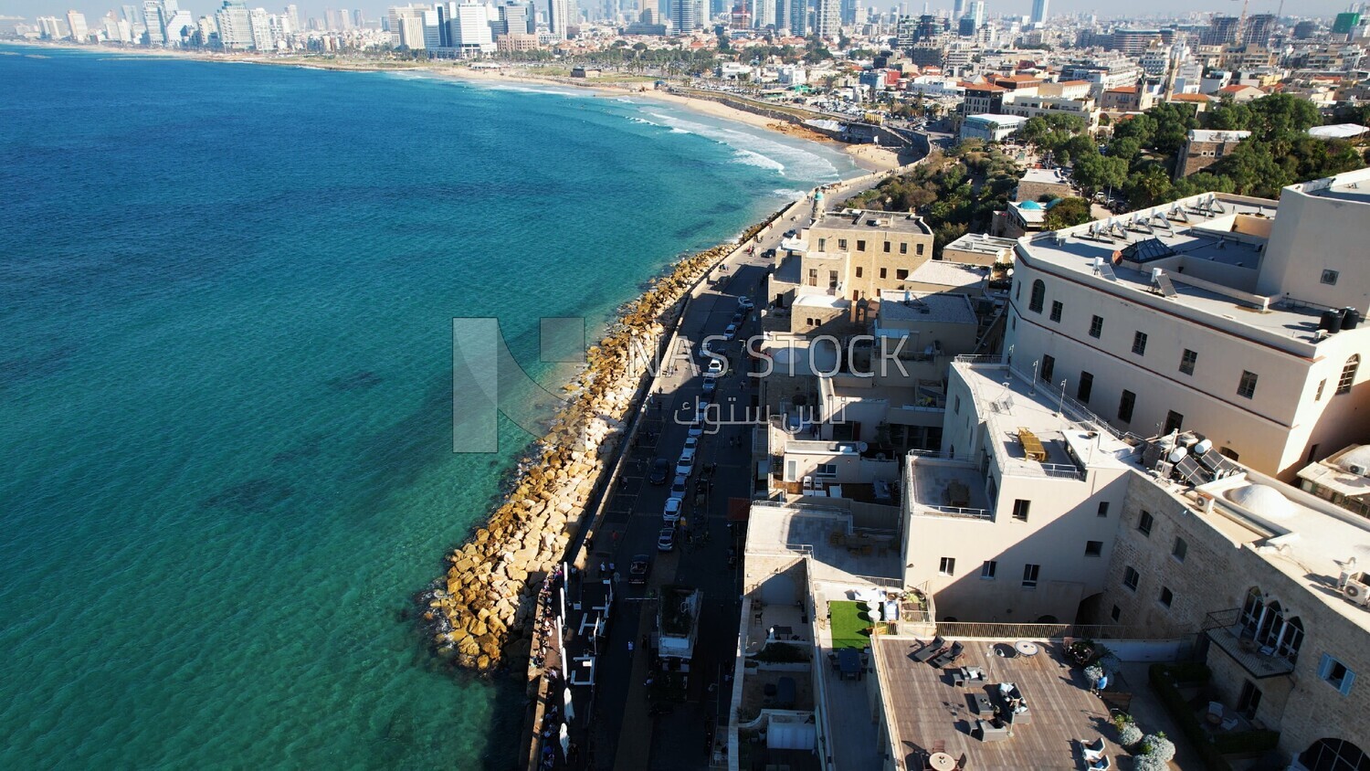 drone footage of the sea of Jaffa in Palestine, History of Palestine, tourism in Palestine, landscape