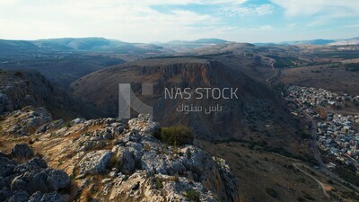 drone footage of the city of Nazareth from away,  Palestine, History of Palestine, tourism in Palestine, landscape
