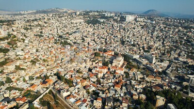 drone footage of the city of Nazareth , Palestine, History of Palestine, tourism in Palestine, landscape