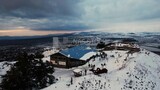 Drone footage of the Golan Heights landscape on a snowy day, tourism in Palestine, landscape