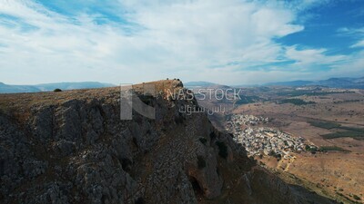 drone footage of the city of Nazareth from away,  Palestine, History of Palestine, tourism in Palestine, landscape