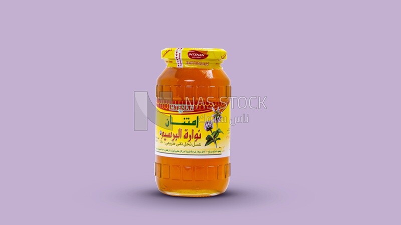 Jar of white honey, healthy sweet