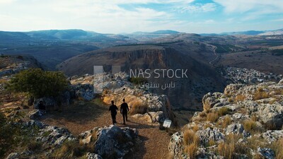drone footage of the city of Nazareth from away,  Palestine, History of Palestine, tourism in Palestine, landscape