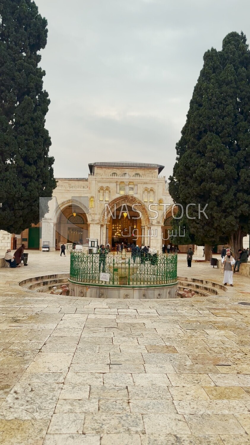 video of the entrance of Al Aqsa Mosque and the El Kas Fountain on the Temple Mount, in the old city of Jerusalem, history of Palestine, tourism in Palestine
