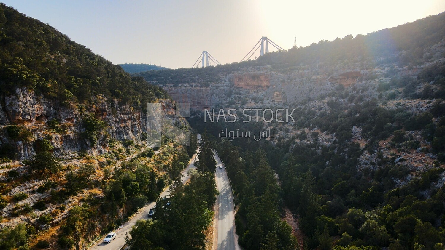 drone footage shows the Wadi Alkouf Bridge from away, Libya, history of Libya, landmarks in Libya