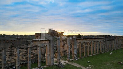 drone footage of the Cyrene archaeological site, Cyrenaica, Libya, history of Libya, landmarks in Libya