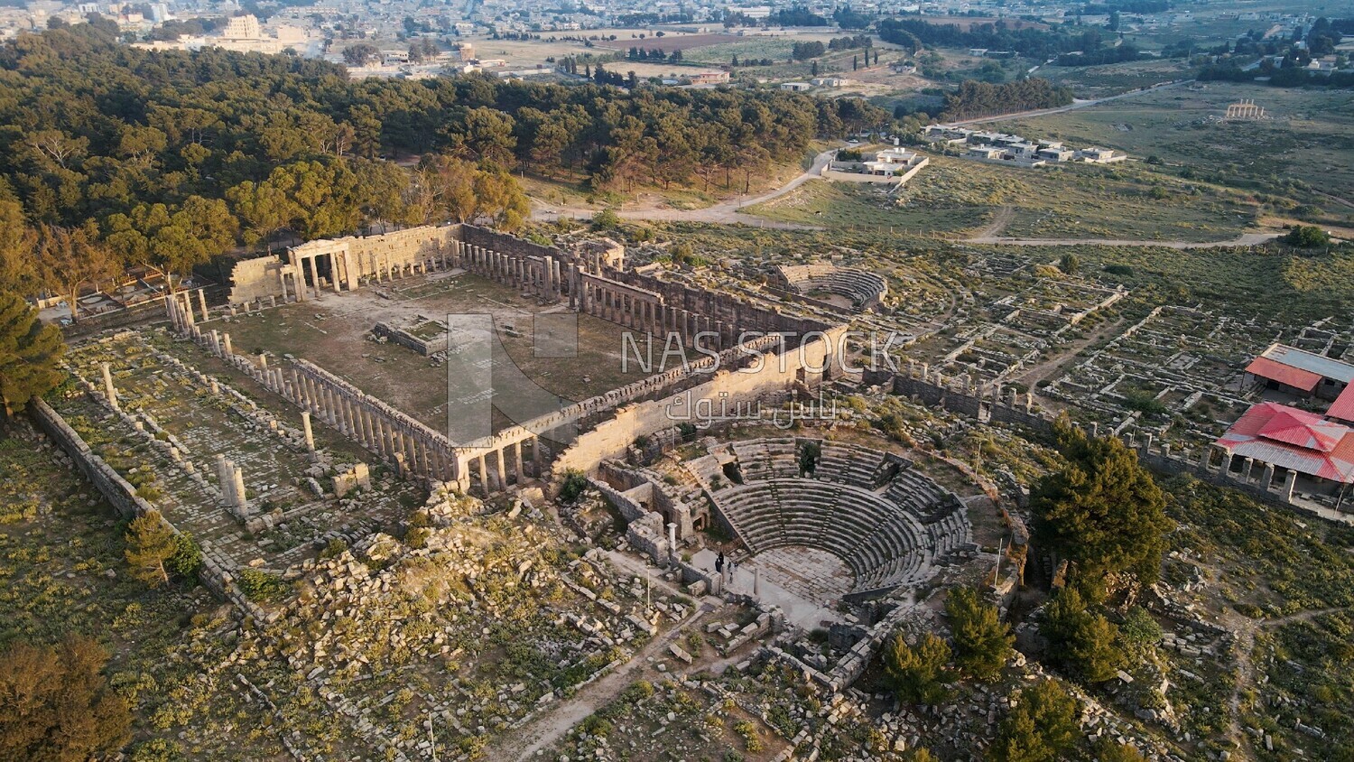 drone footage of the Cyrene archaeological site, Cyrenaica, Libya, history of Libya, landmarks in Libya