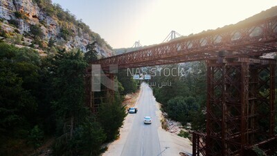 drone footage shows the Wadi Alkouf Bridge from away, Libya, history of Libya, landmarks in Libya