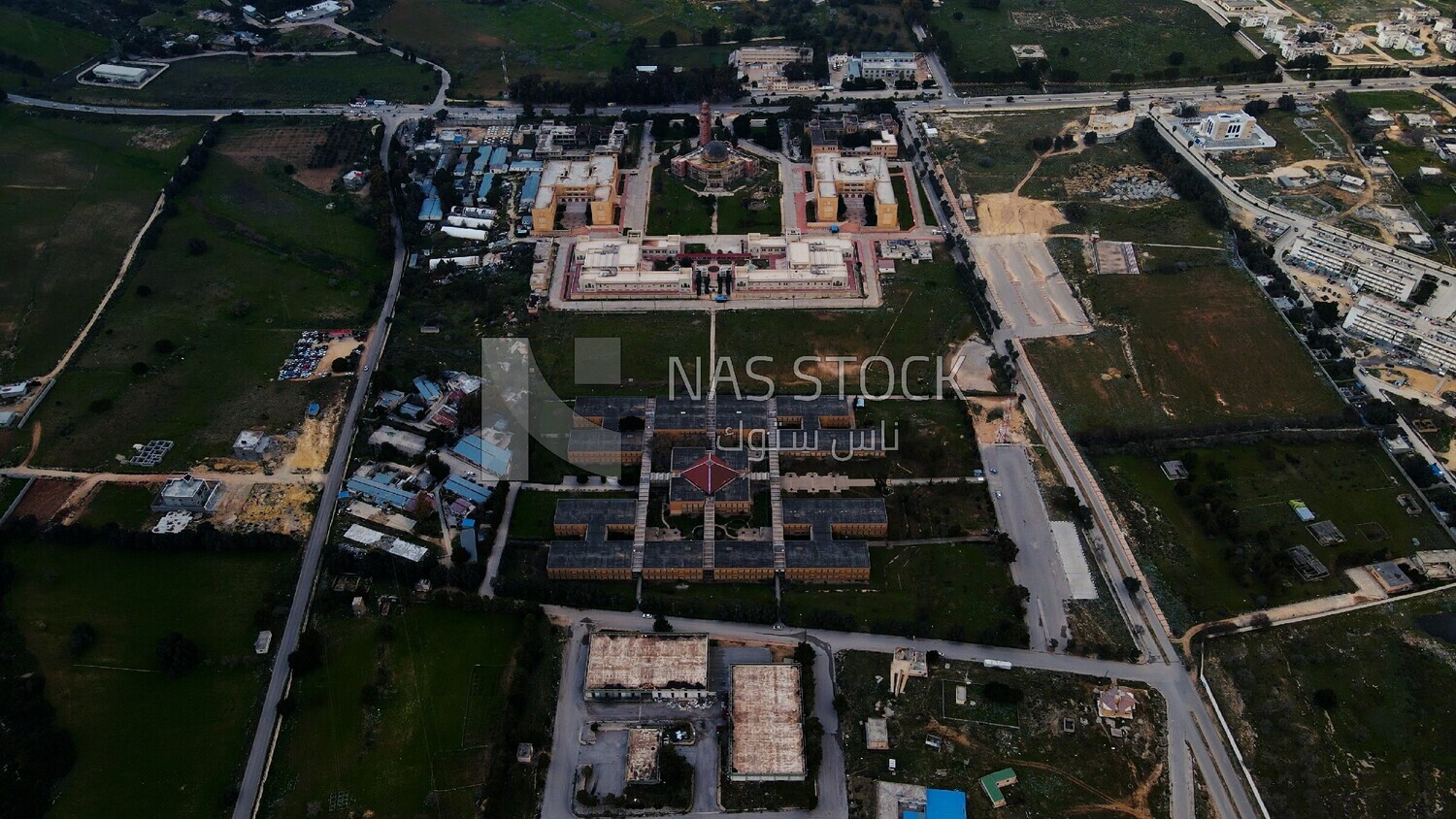 drone footage of Omar Al-Mukhtar University Library, Al-Bayda, Al-Jabal Al-Akhdar, Libya, landmarks in Libya