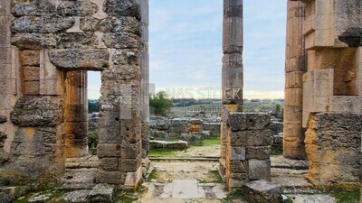 drone footage of the Cyrene archaeological site, Cyrenaica, Libya, history of Libya, landmarks in Libya