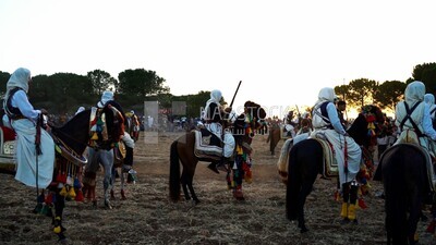 video of men riding horses in Libya, Libyan Traditional show of horses, Libya