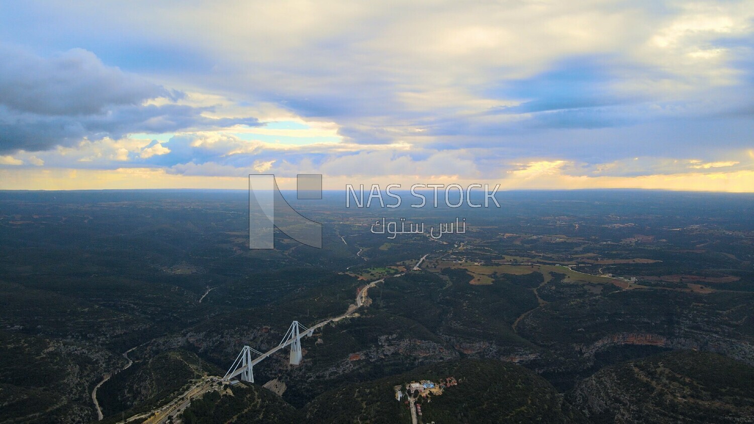 drone footage shows the Wadi Alkouf Bridge from away, Libya, history of Libya, landmarks in Libya