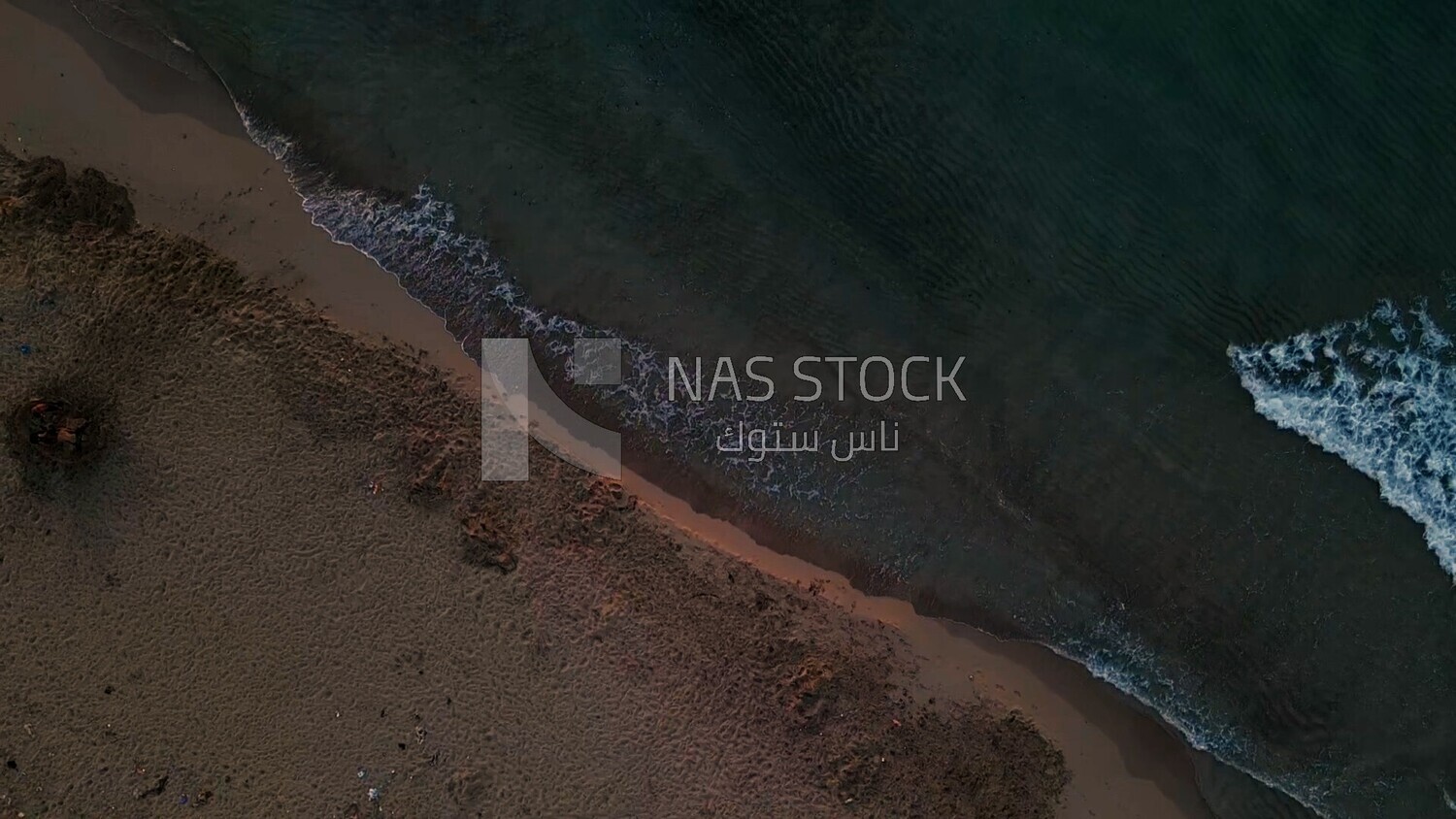 drone footage of overview of the sea in Libya at sunset