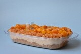 Tray of kunafa with mango and cream, Ramadan sweets