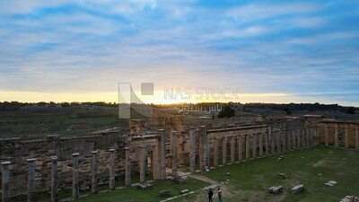 drone footage of the Cyrene archaeological site, Cyrenaica, Libya, history of Libya, landmarks in Libya