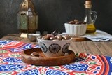 Bowl of Pickled black olives, Egyptian pickles, Arab restaurants