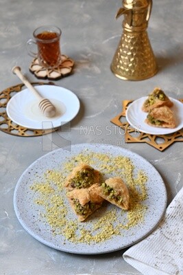 Baklava with nuts, oriental Arabic sweets, Ramadan sweets
