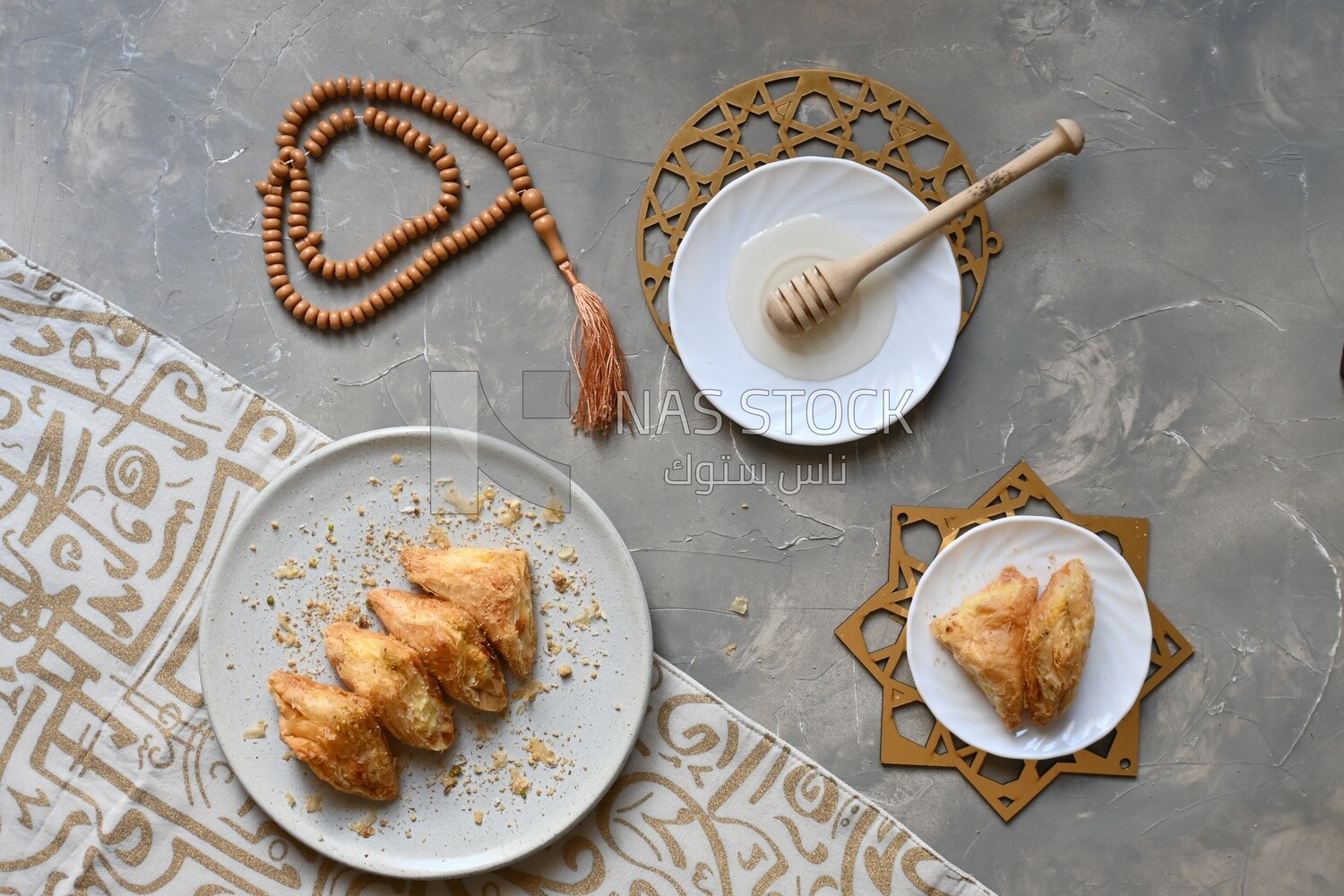 Baklava with nuts, oriental Arabic sweets, Ramadan sweets