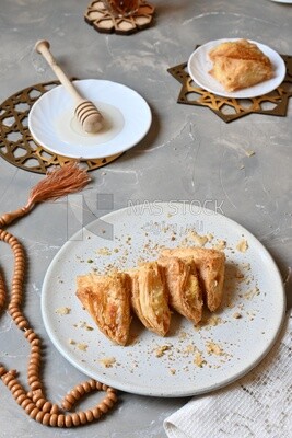 Baklava with cream in it, oriental Arabic sweets, Ramadan sweets