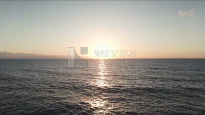 drone footage of overview of the sea in Libya at sunset